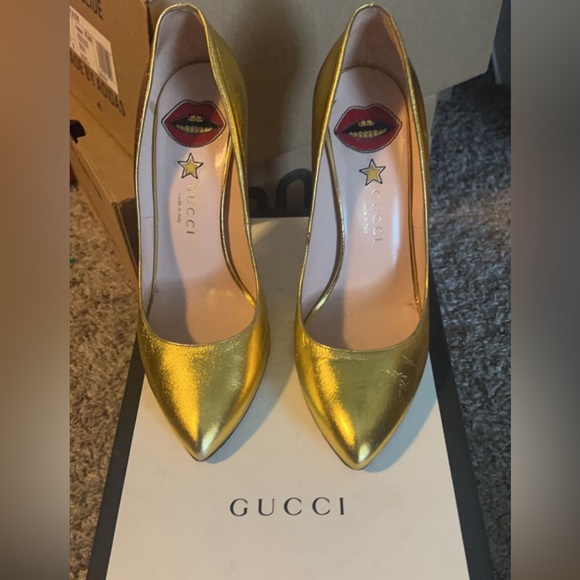 Gucci Shoes - Gucci Gold Metallic - Napa Silk Oro Vecchio